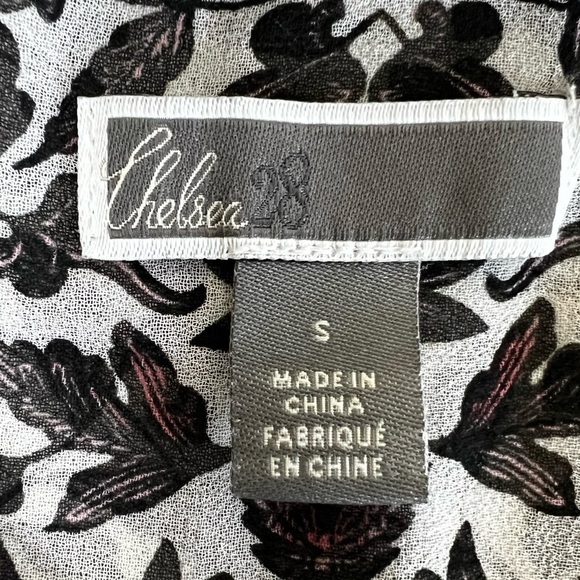Chelsea28 Bell Sleeve Floral Split Tie Neck Sheer Dress Cover-Up - Size Small - Picture 8 of 9